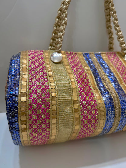 Pinky blue cylinder bag