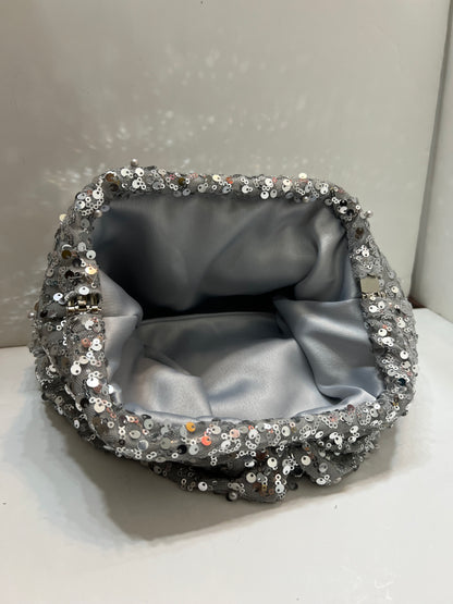 Pearly silver meduim pouch