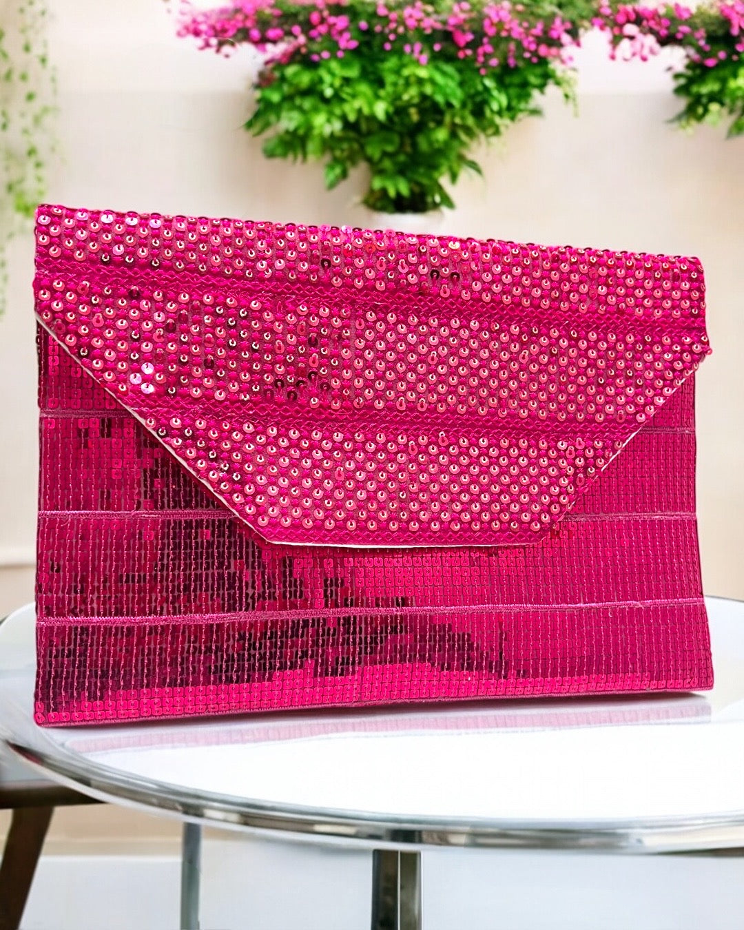 Sparkling pink clutch