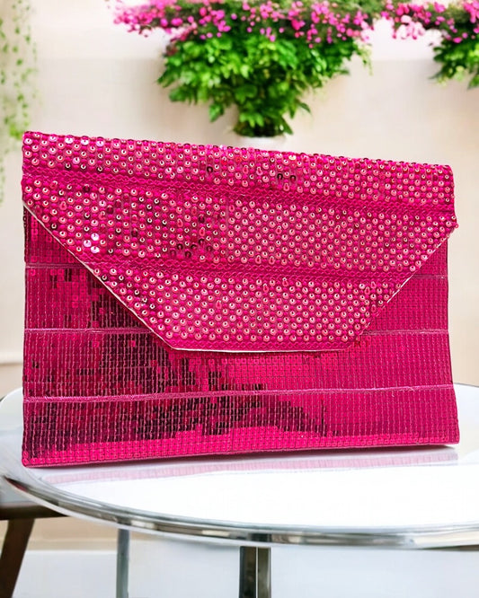 Sparkling pink clutch