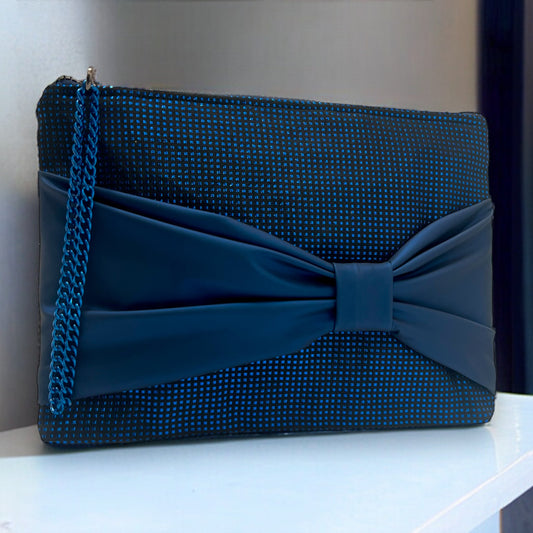 Blue bow clutch