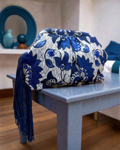 Blue coverta medium pouch