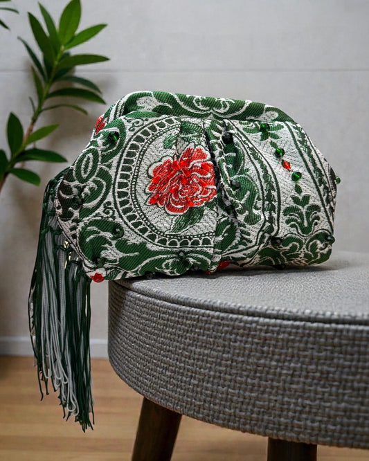 Green coverta medium pouch