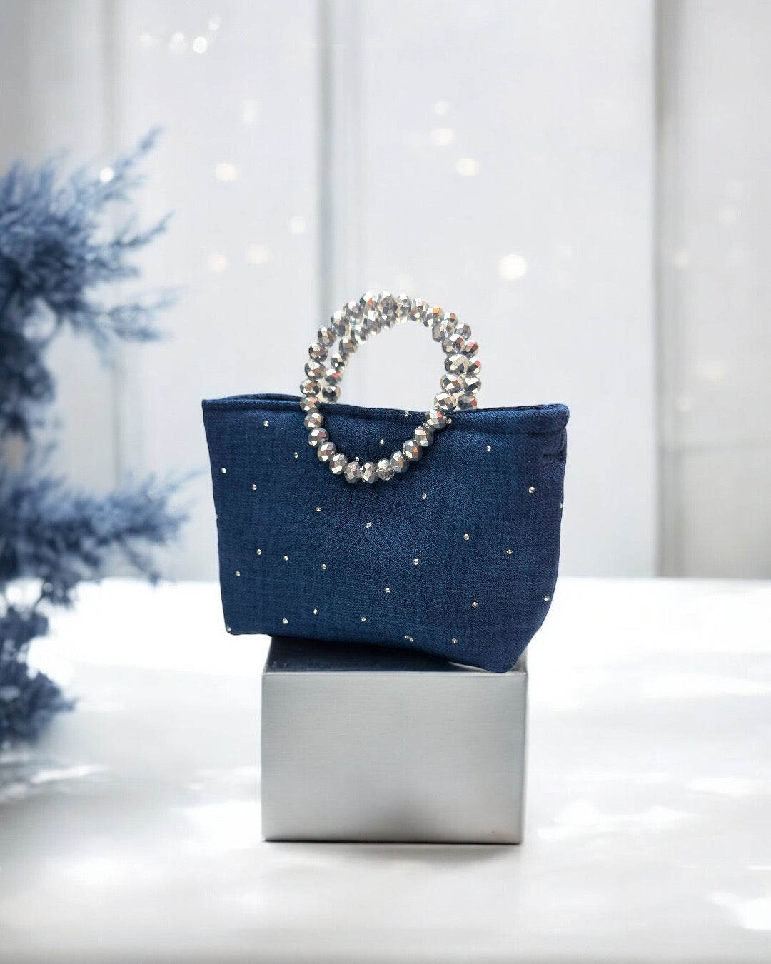 Blue strassy mini bag