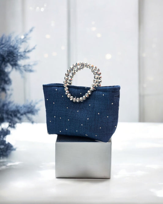 Blue strassy mini bag