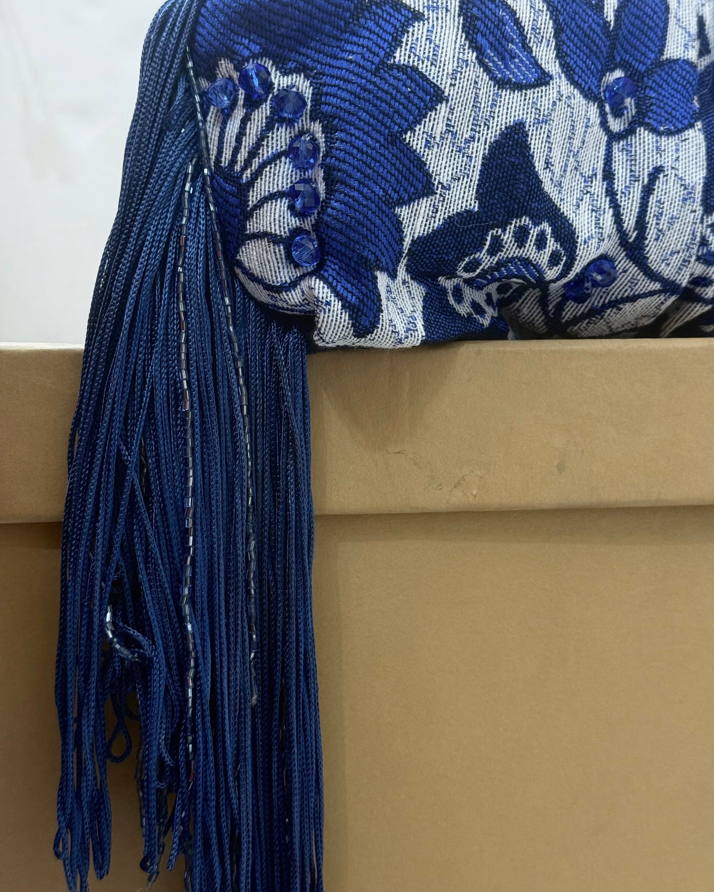 Blue coverta medium pouch