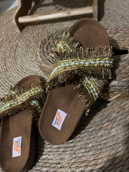 Gold cross slipper