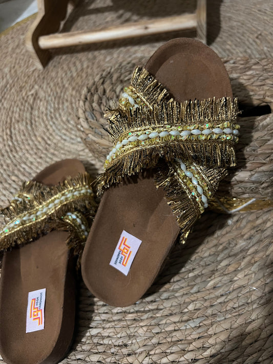 Gold cross slipper