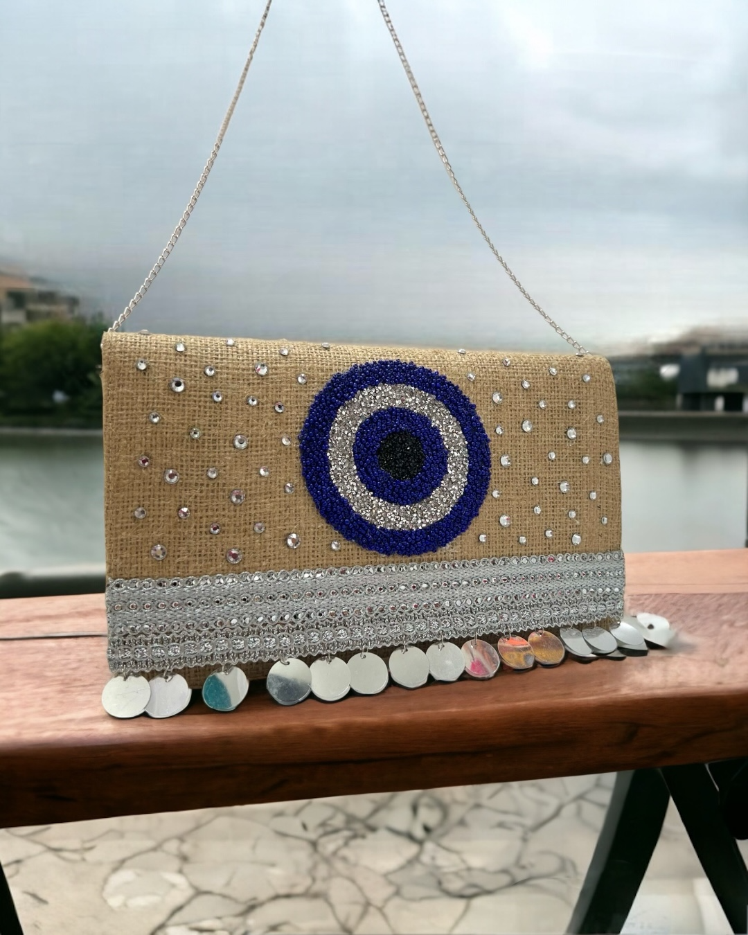 Evil eye clutch