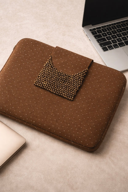 Brown strassy laptop bag