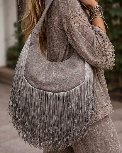 Grey tassels bag