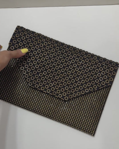 Golden strassy clutch