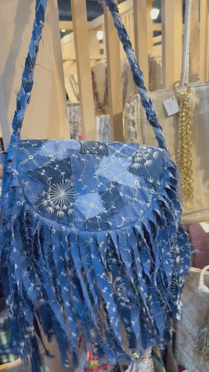 Super fringes denim bag
