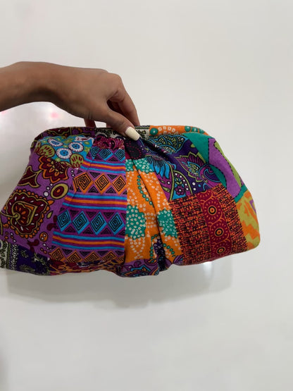 Colorful patches large pouch